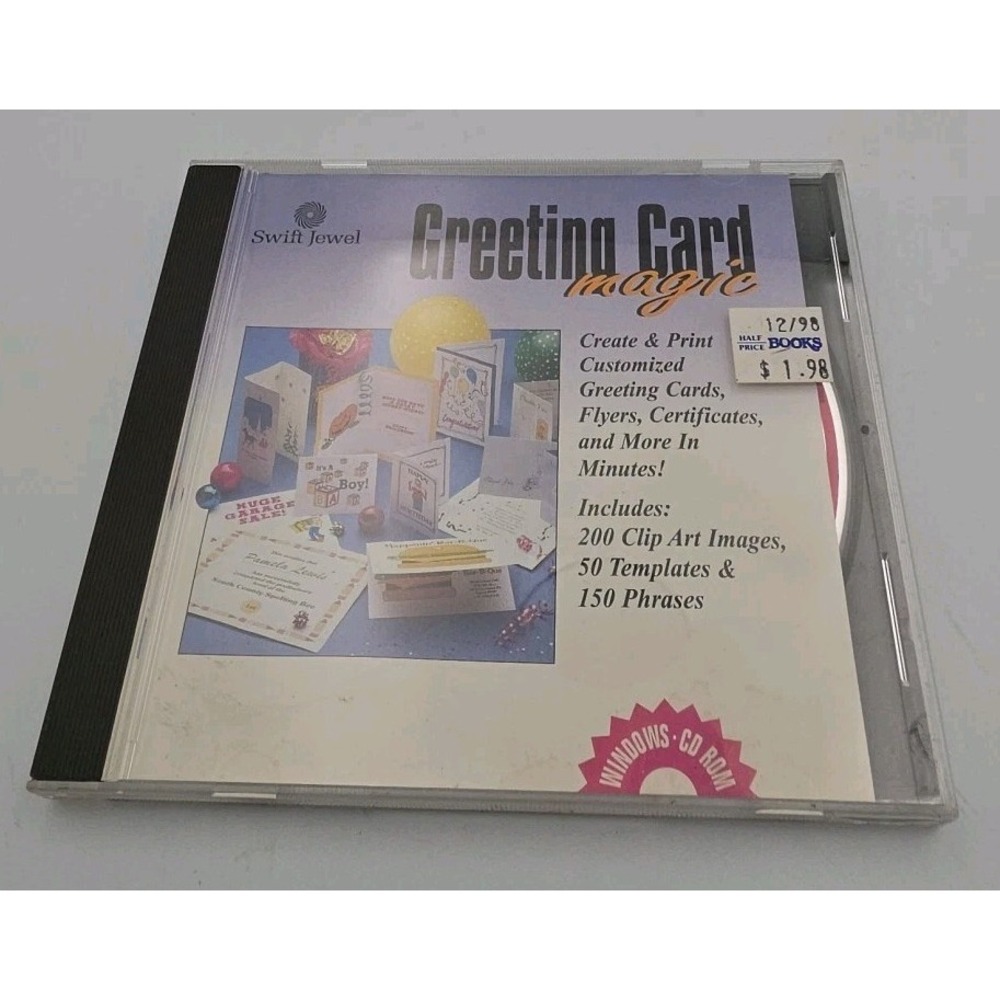 Swift Jewel Greeting Card Magic CD-ROM Windows Software Vintage 1995 CDR-784